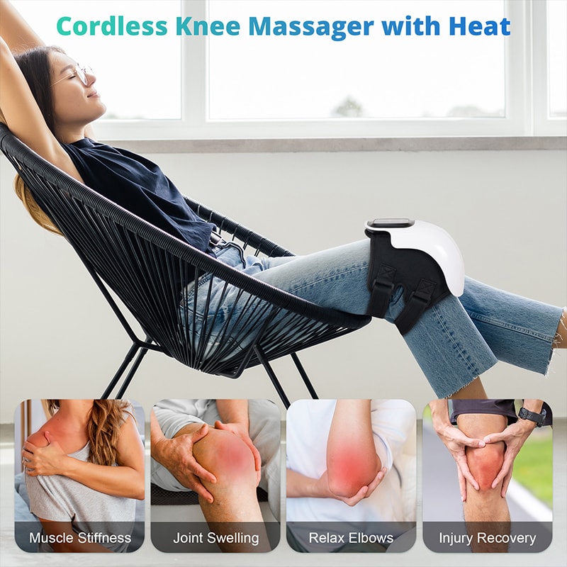 Wireless Heated Knee Massager with Vibration Therapy, Electric Heating Massage Knee Pad for Instant Relief