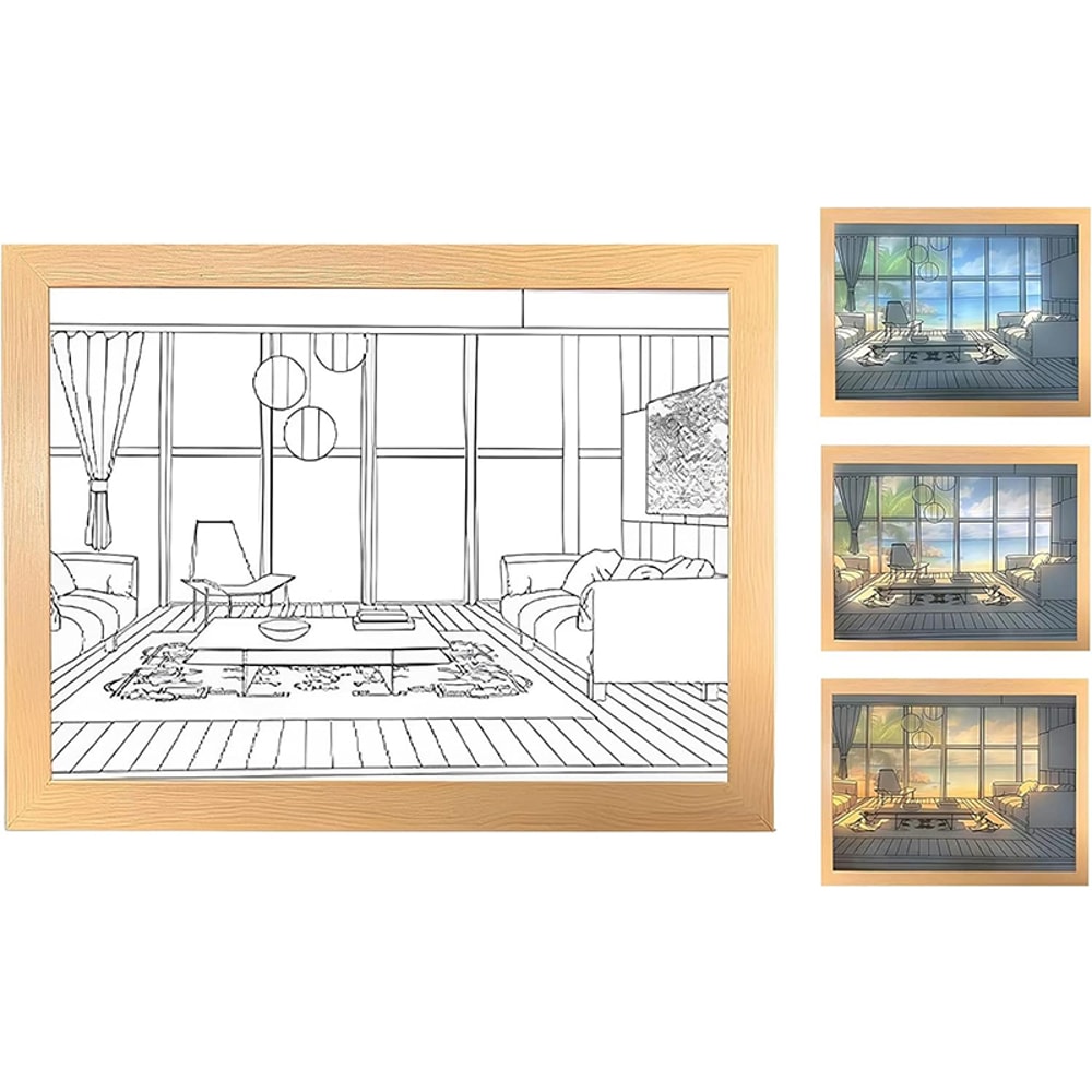 Luminous Decorative LED Wall Lamp USB Plug Dimmable Wooden Artwork Sunlight Photo Table Lamp For In 6