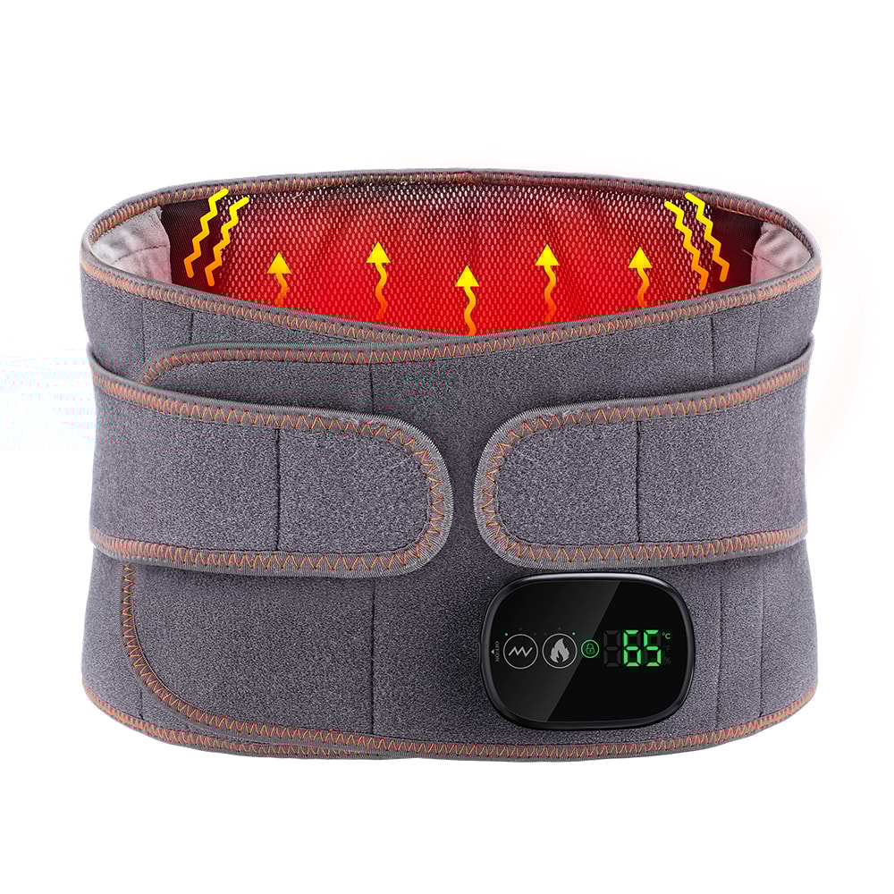 Heating Vibration Massager Belt, Red Light Hot Compress Waist Support Brace for Back Pain Relief