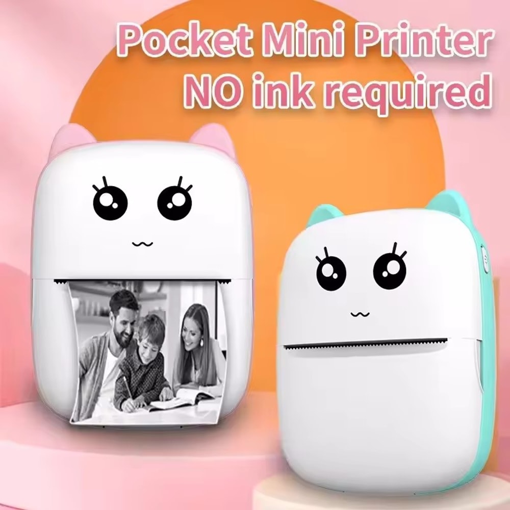Mini Cat Portable Thermal Printer Wireless Bluetooth Printer For Photos And Labels 0