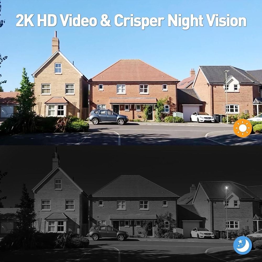 Wireless 2K Video Doorbell with Chime, 2-Way Audio, Human Detection, Night Vision, Works with Alexa & Google Assistant