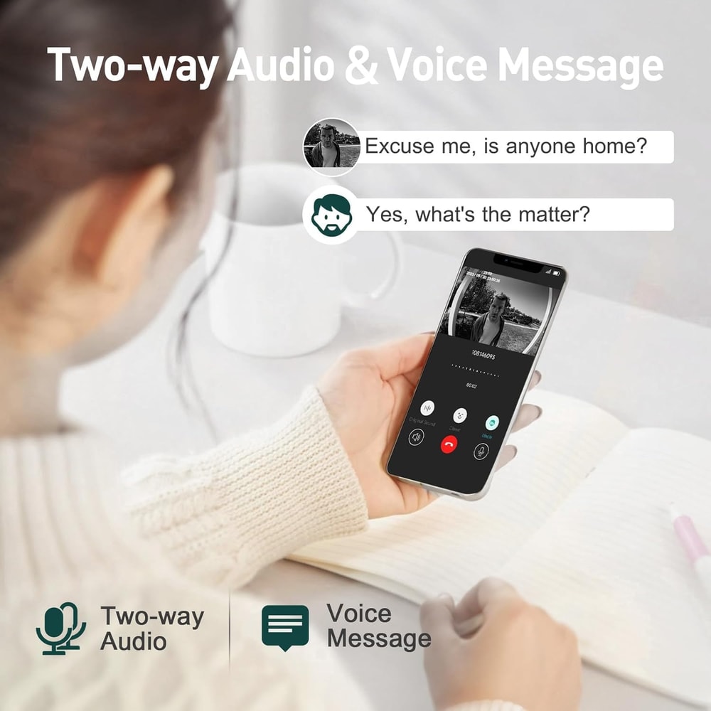 Wireless 2K Video Doorbell with Chime, 2-Way Audio, Human Detection, Night Vision, Works with Alexa & Google Assistant