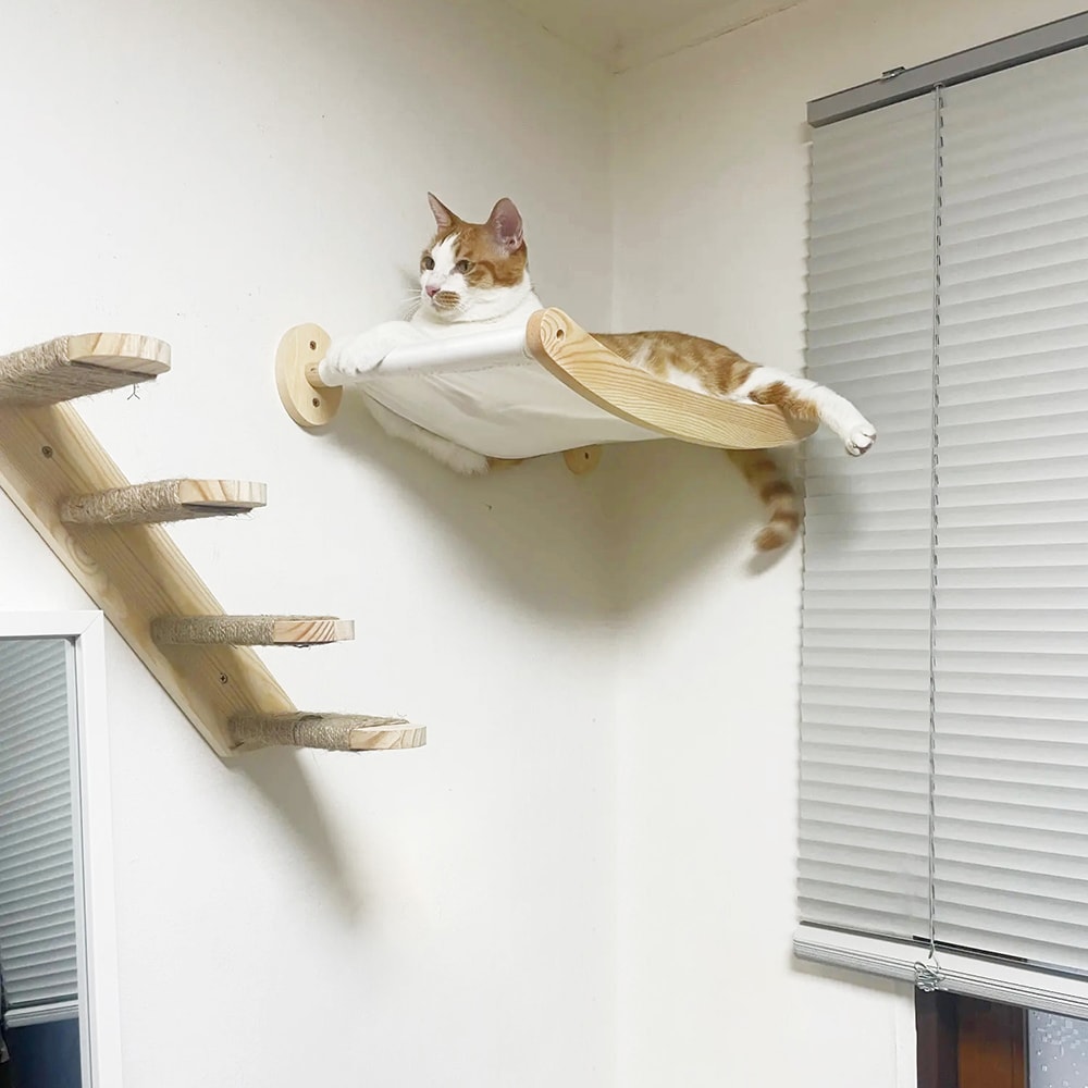 Wall Mounted Cat Hammock Scratching Shelf With Sisal Rope Ideal Climbing And Grinding Toy For Kitt 0