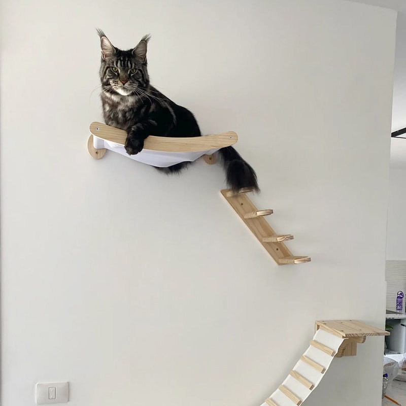 Wall Mounted Cat Hammock Scratching Shelf With Sisal Rope Ideal Climbing And Grinding Toy For Kitt 1