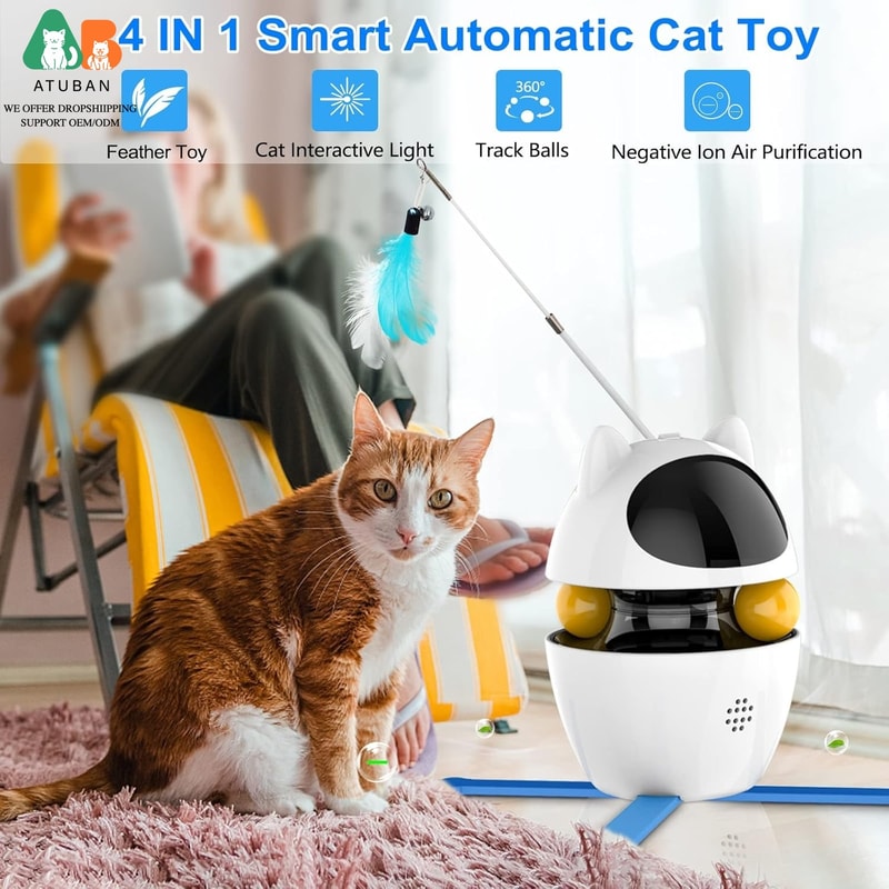 Interactive 3in1 Cat Toy Set Feather Ball Hunting Toy For Indoor Cats 1