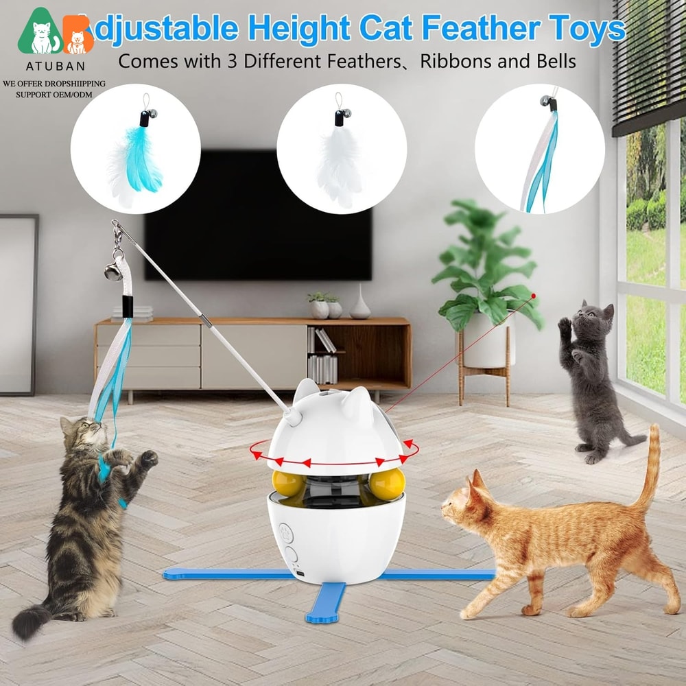 Interactive 3in1 Cat Toy Set Feather Ball Hunting Toy For Indoor Cats 3