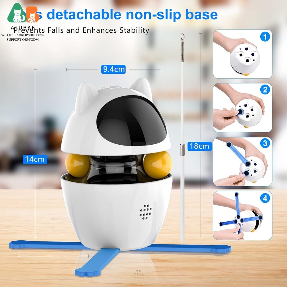 Interactive 3in1 Cat Toy Set Feather Ball Hunting Toy For Indoor Cats 4