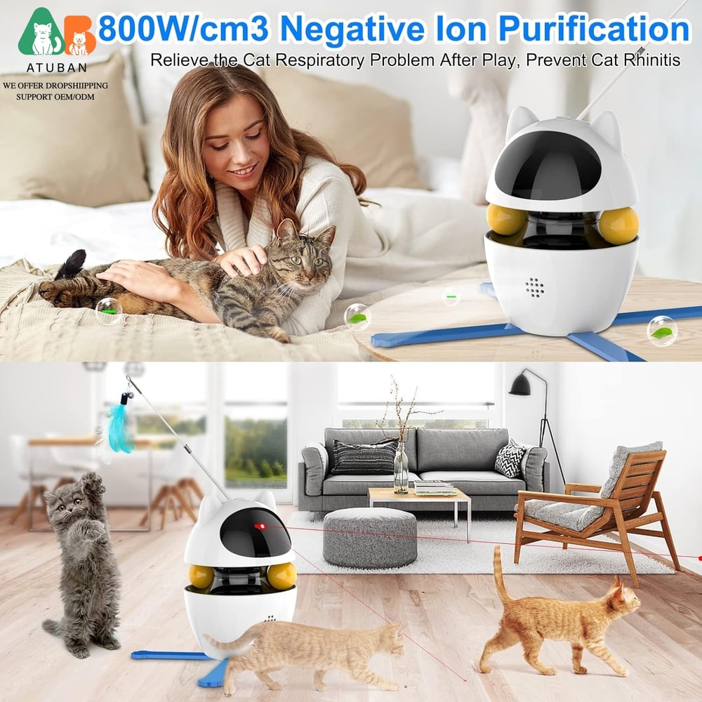 Interactive 3in1 Cat Toy Set Feather Ball Hunting Toy For Indoor Cats 5