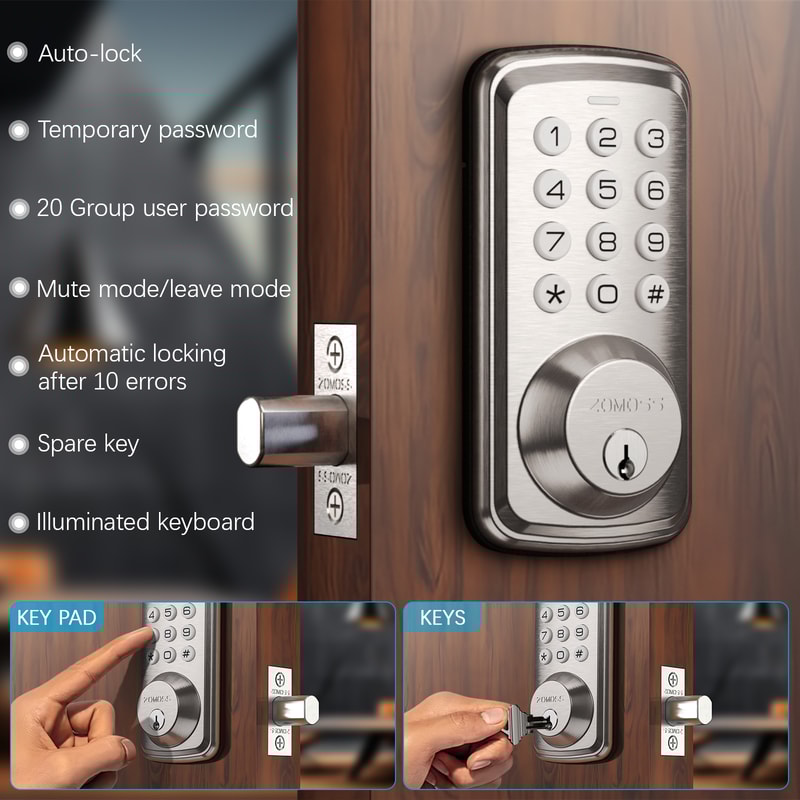 Smart Keypad Door Lock Digital Keyless Entry With AntiPeeking Password Auto Lock And Easy Installat 1