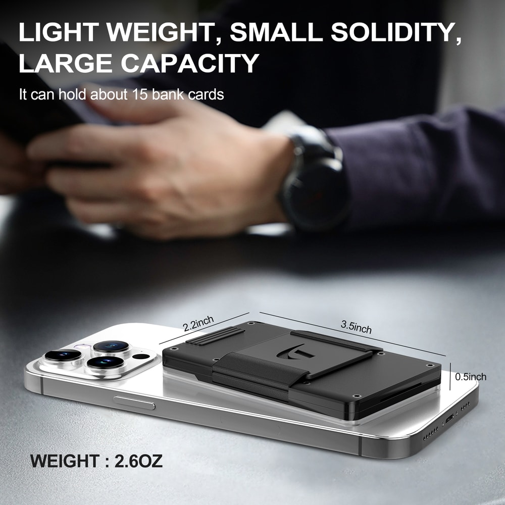 Aluminum Slim Minimalist Wallet For Men Holds 15 Cards Cash With Stretchable Belt 4