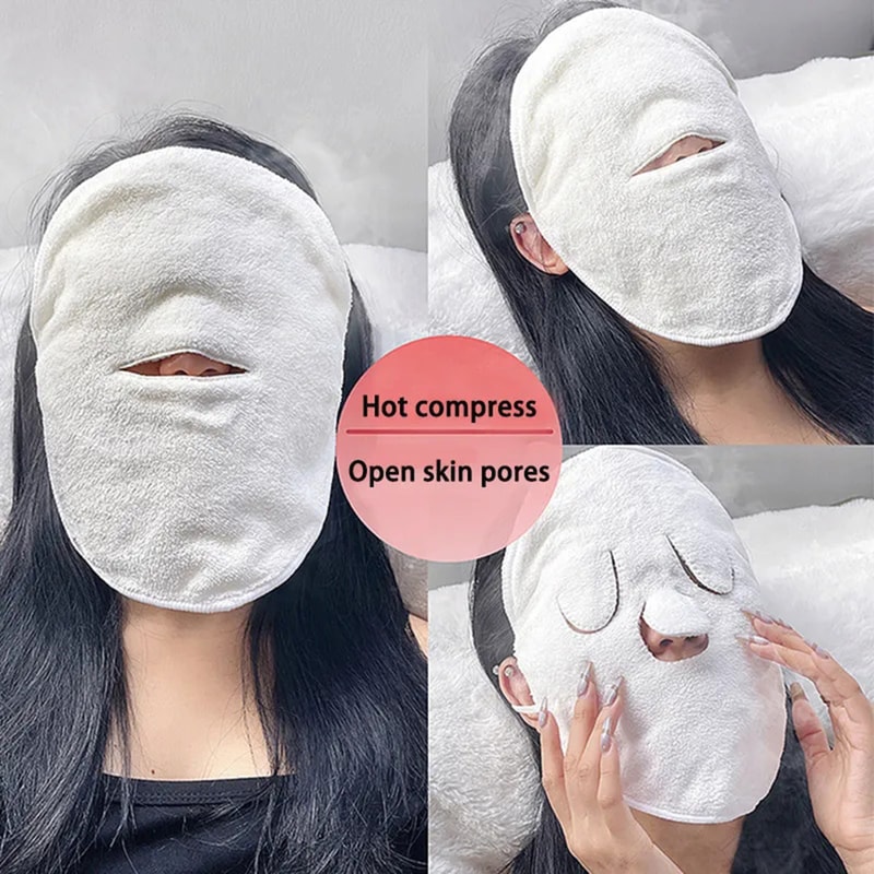 Cotton Hot Compress Towel, Moisturizing Skin Care Mask for Pore Cleaning and Hydration