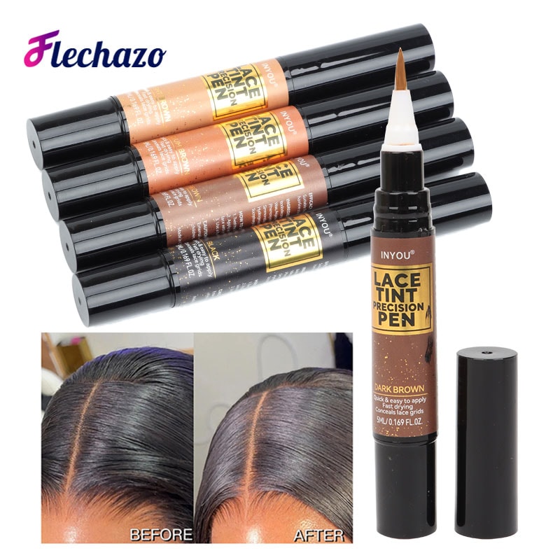 Lace Tint Pen with Applicator, Precision Wig Parting Pen for Custom Color Matching