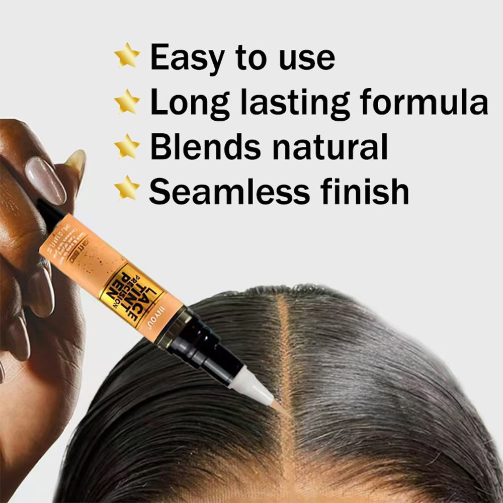 Lace Tint Pen with Applicator, Precision Wig Parting Pen for Custom Color Matching