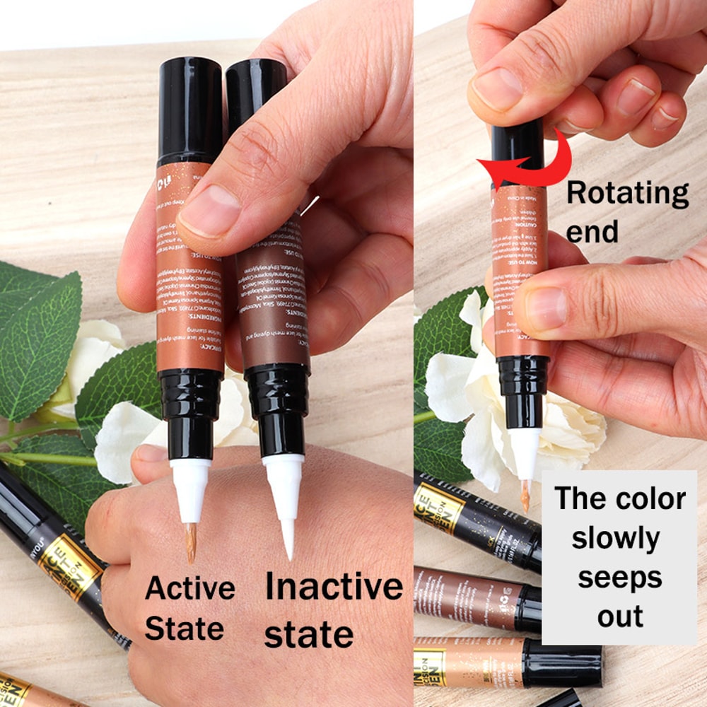 Lace Tint Pen with Applicator, Precision Wig Parting Pen for Custom Color Matching