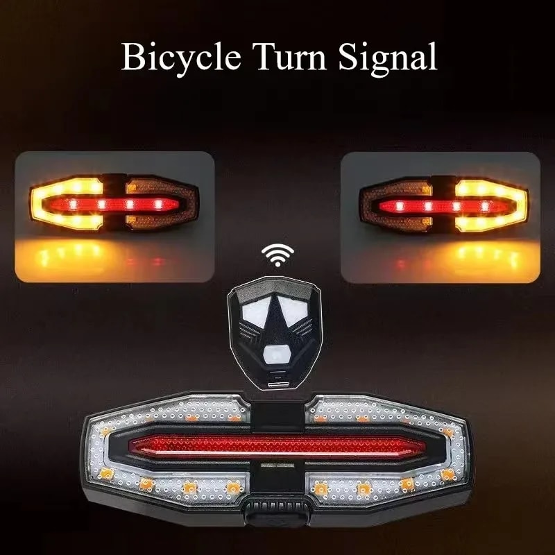 Rechargeable Bike Tail Light with Wireless Remote and Turn Signals for Night Riding