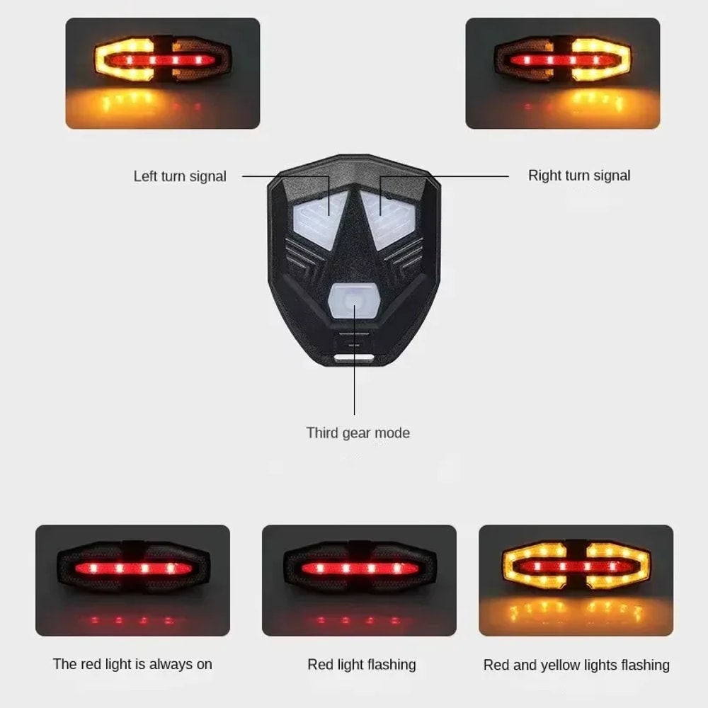 Rechargeable Bike Tail Light with Wireless Remote and Turn Signals for Night Riding