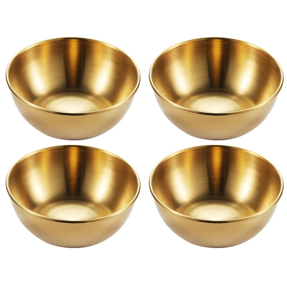 Stainless Steel Golden Sauce Dishes Set Elegant Spice Serving Trays For Appetizers Seasonings 4