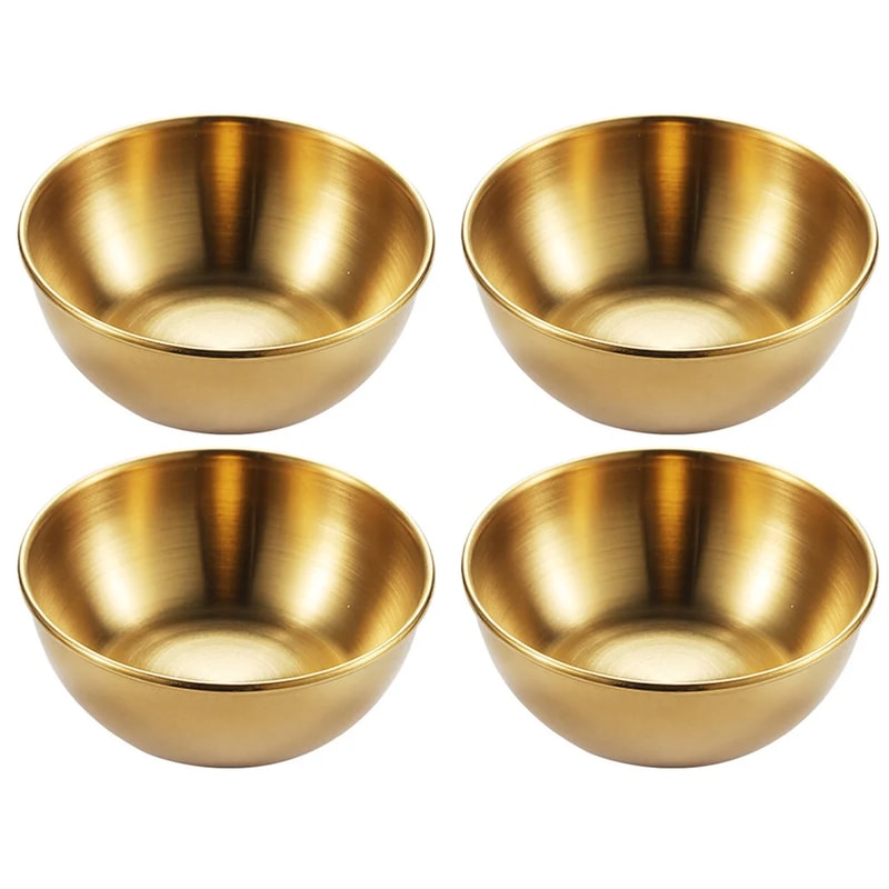 Stainless Steel Golden Sauce Dishes Set Elegant Spice Serving Trays For Appetizers Seasonings 4