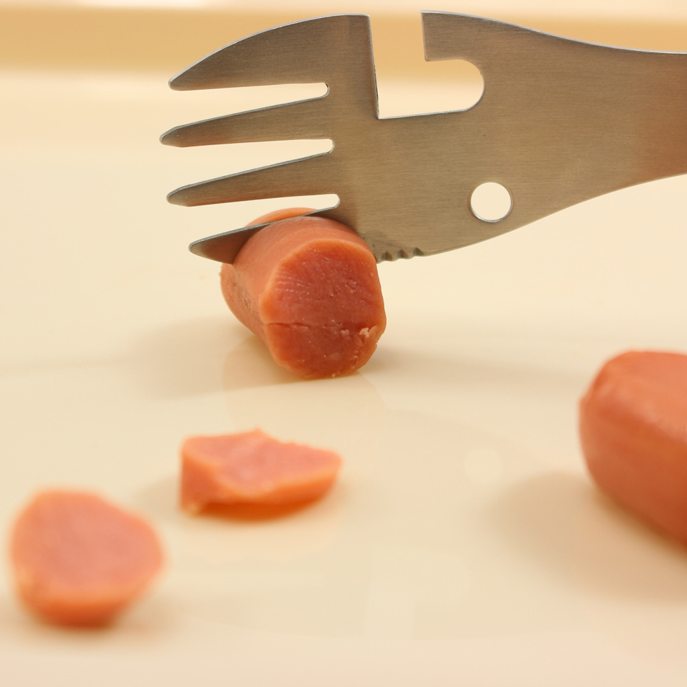 Outdoor Survival Tools 5 In 1 Camping Multifunctional EDC Kit Fork Knife Spoon Bottle Opener Can Op 4