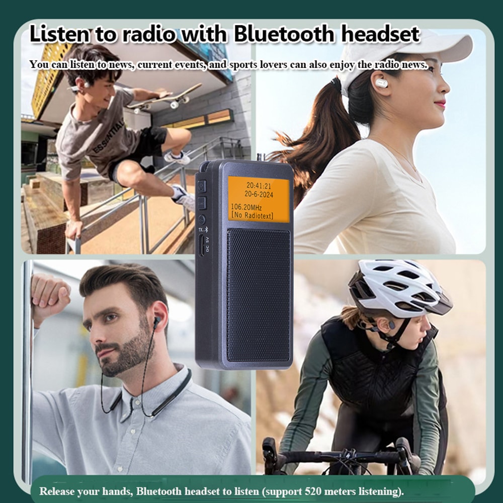 Mini Portable Bluetooth Radio Speaker With FM Alarm Clock And Rechargeable Battery DSP Stereo Backl 2