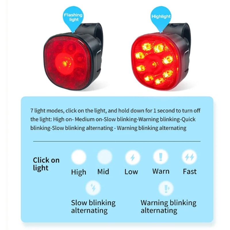 Rechargeable Bike Light Set High Brightness LED Front Rear Lights With TypeC Charging Cycling Safe