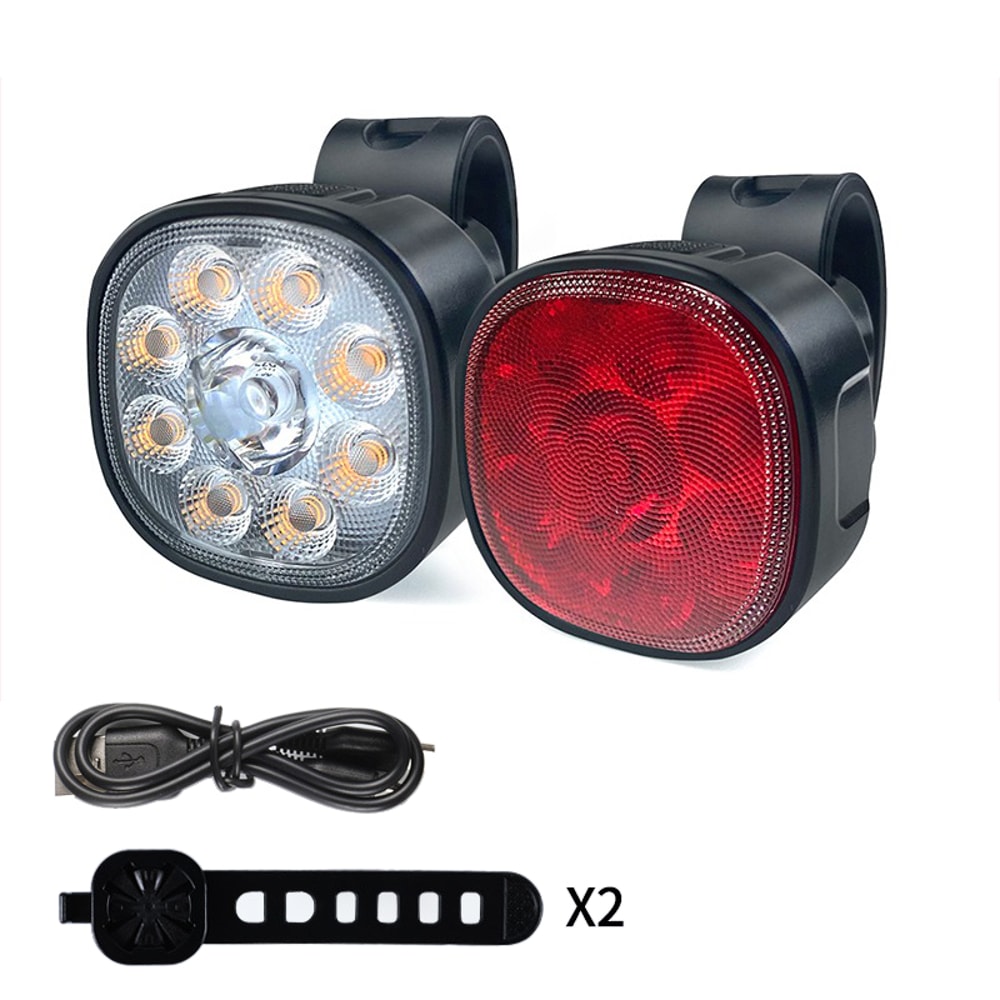 Rechargeable Bike Light Set High Brightness LED Front Rear Lights With TypeC Charging Cycling Safe