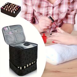 portable nail polish storage bag, large handbag organizer with handle for travel, essential oil & cosmetic case
