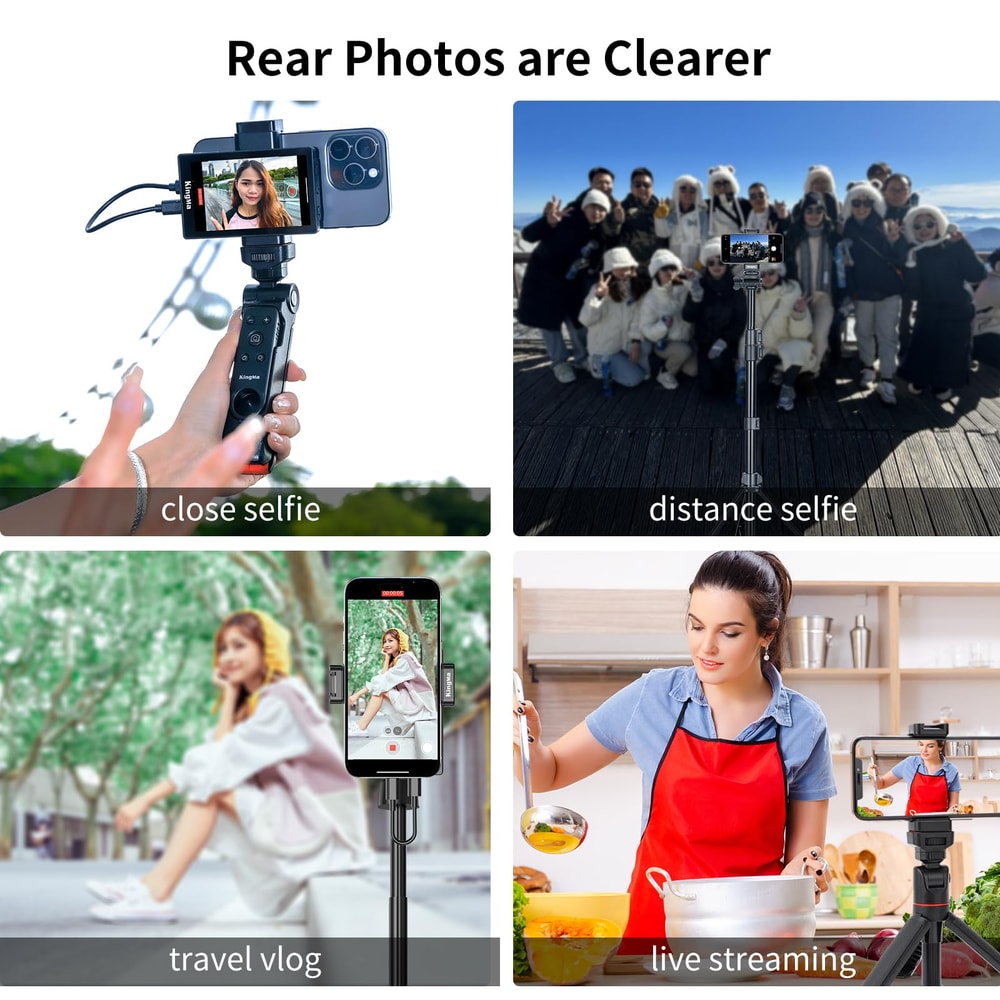 Wired Mini Monitor for iPhone Rear Camera, Selfie Screen for Vlogging and Live Streaming