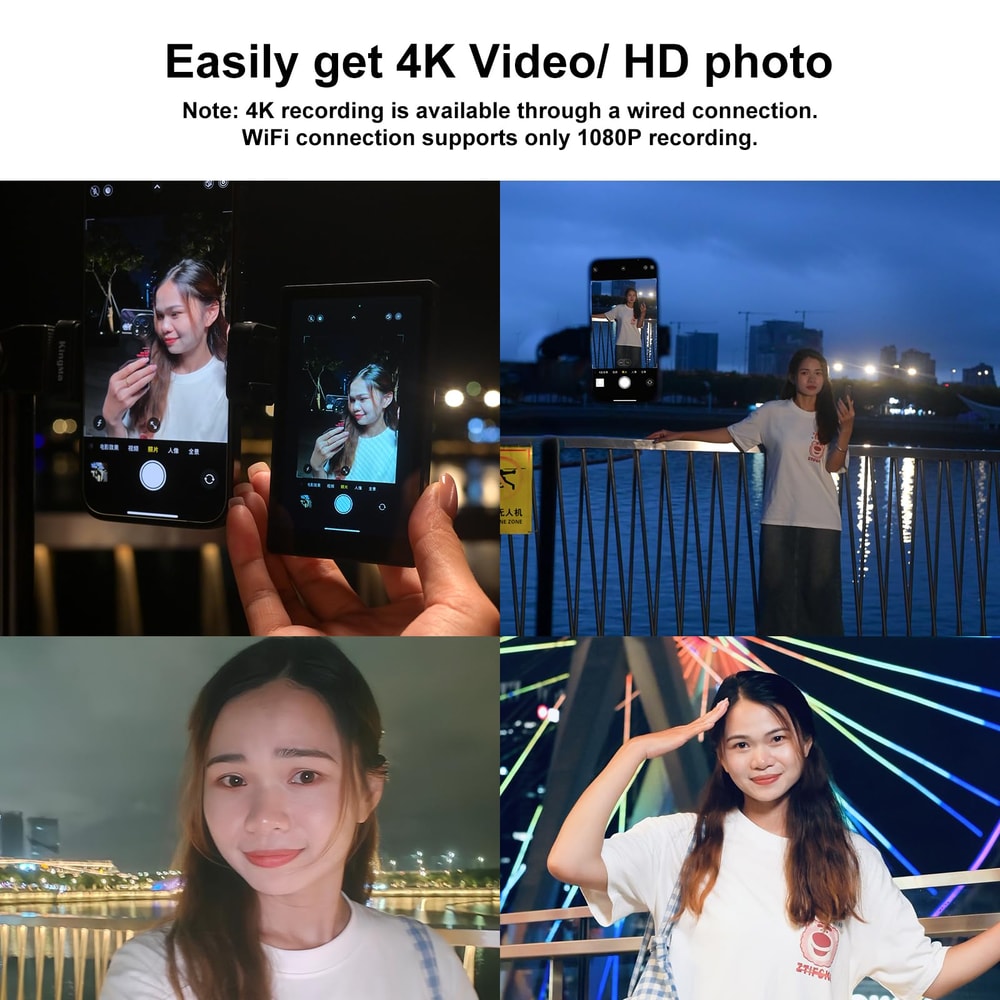 Wired Mini Monitor for iPhone Rear Camera, Selfie Screen for Vlogging and Live Streaming