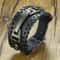 Stylish Genuine Leather Wristband For Men With Metal Charm Trendy Bangle Bracelet 6
