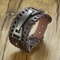 Stylish Genuine Leather Wristband For Men With Metal Charm Trendy Bangle Bracelet 7