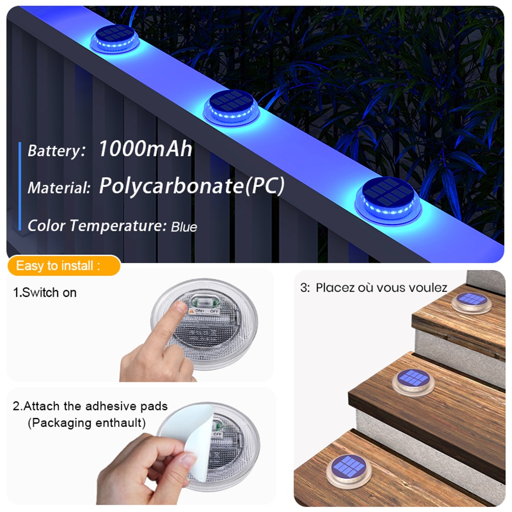 Waterproof LED Solar Step Lights for Outdoor Deck, Pathway, and Yard