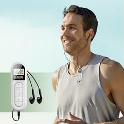 premium portable fm pocket radio with backlight lcd display & headphones
