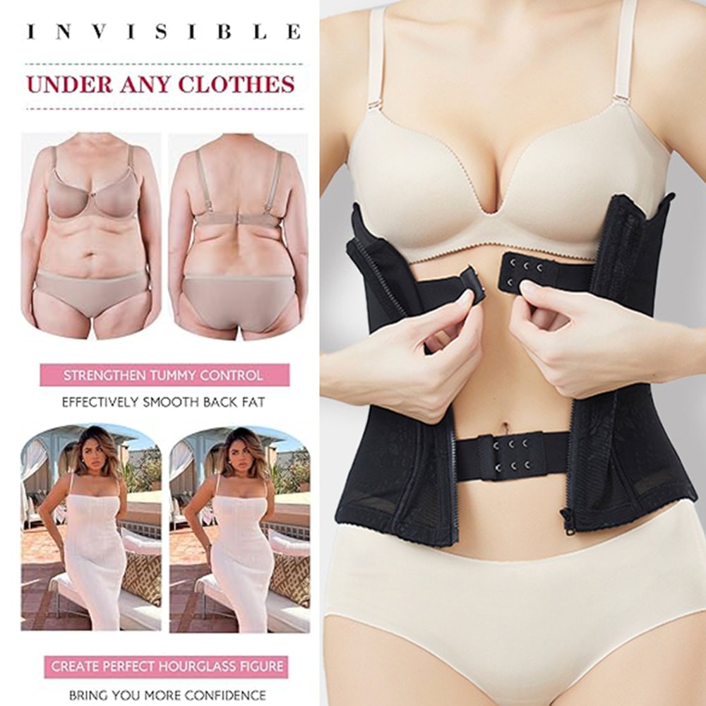 Women Tummy Control Shapewear with Double Buckles, Breathable Mesh for Hourglass Shape