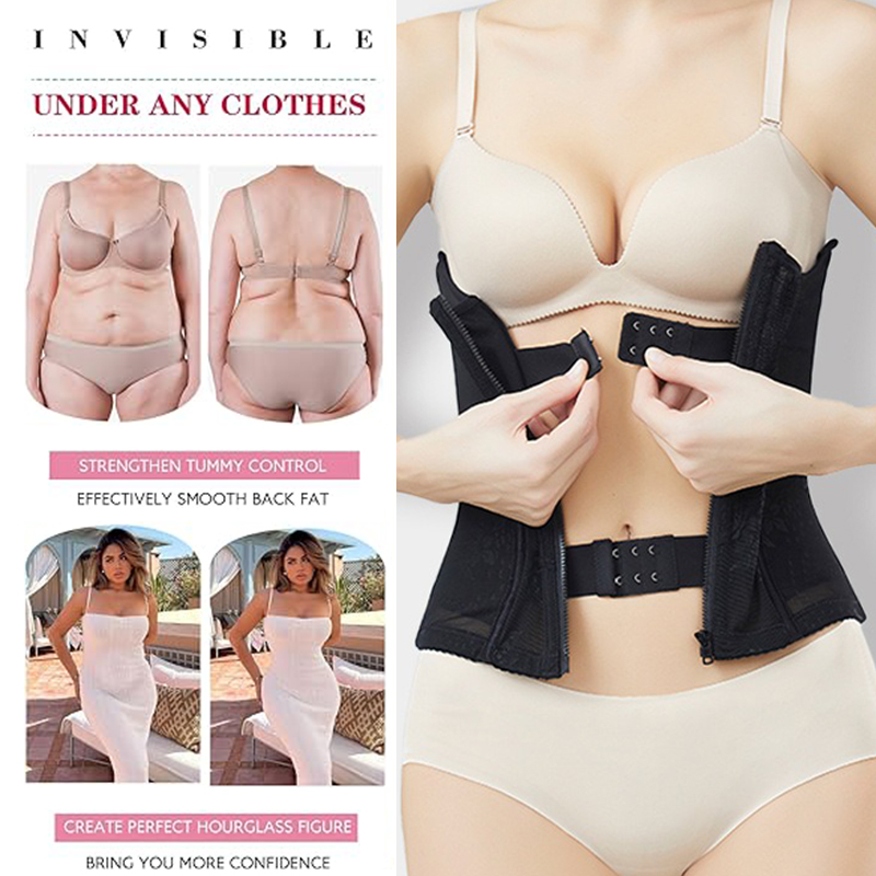 Women Tummy Control Shapewear with Double Buckles, Breathable Mesh for Hourglass Shape