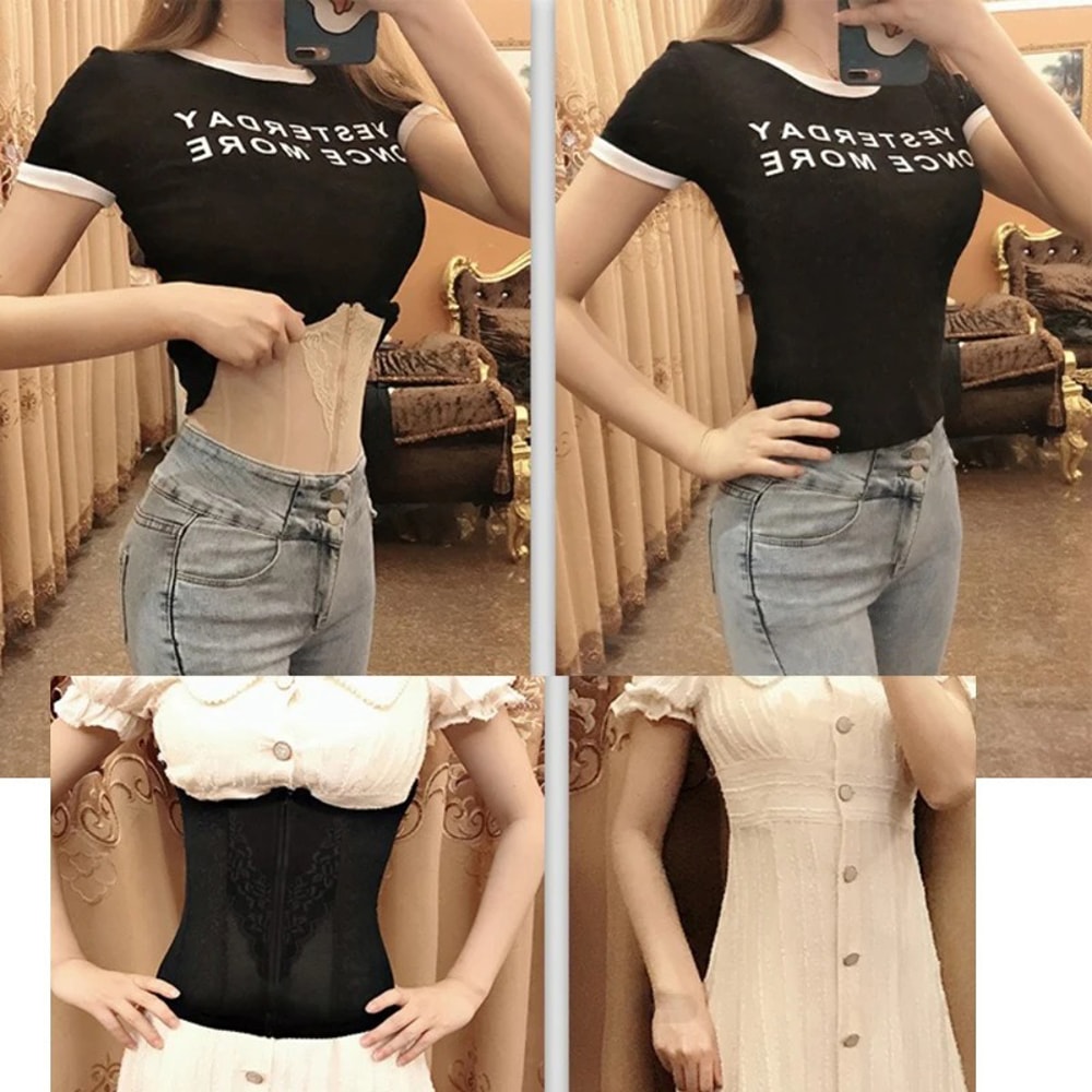 Women Tummy Control Shapewear with Double Buckles, Breathable Mesh for Hourglass Shape