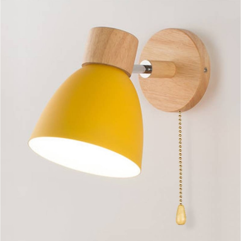 Nordic LED Wall Lamp With Wooden Base Modern Iron Wall Light For Bedroom And Living Room Decor 8