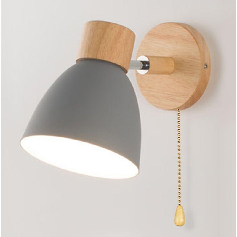 Nordic LED Wall Lamp With Wooden Base Modern Iron Wall Light For Bedroom And Living Room Decor 9