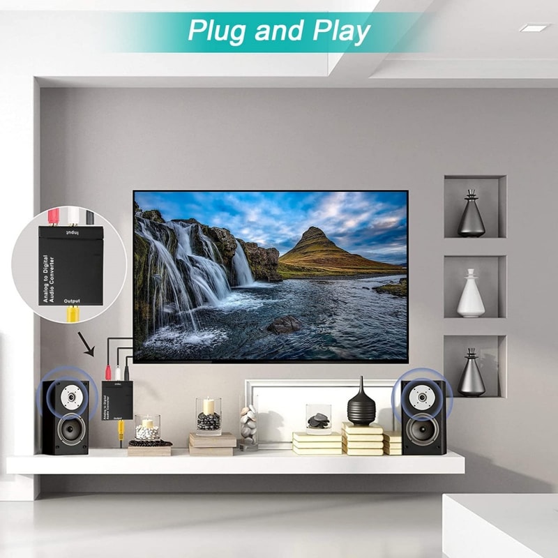 ADC Analog To Digital Audio Converter RCA To Optical Toslink Adapter 2