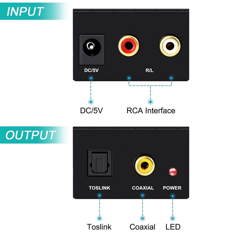 ADC Analog To Digital Audio Converter RCA To Optical Toslink Adapter 3