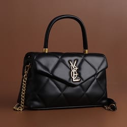 high-end diamond grid handbag, fashionable chain shoulder & crossbody bag