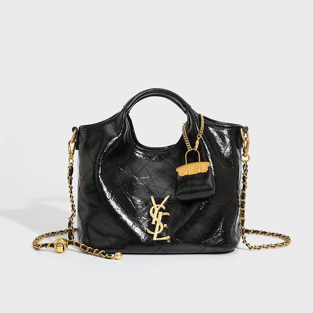 Premium Handbag With Diamond Grid Embroidery Large Capacity Vegetable Basket Bag Chain Bar Crossbod 5