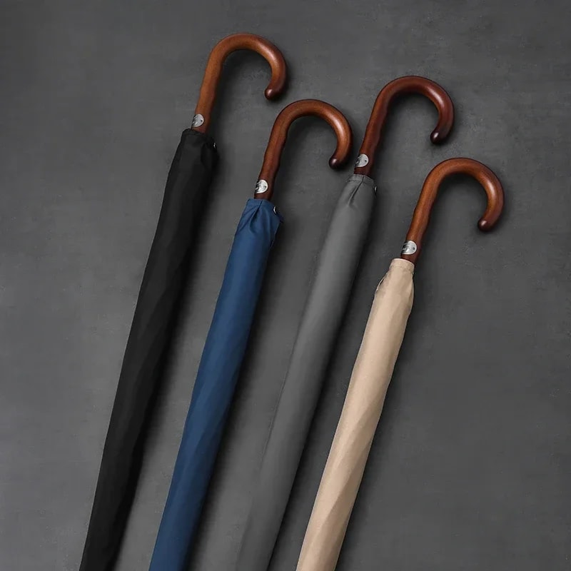 Windproof Wooden Long Umbrella For Men Large Designer Golf Umbrella 0