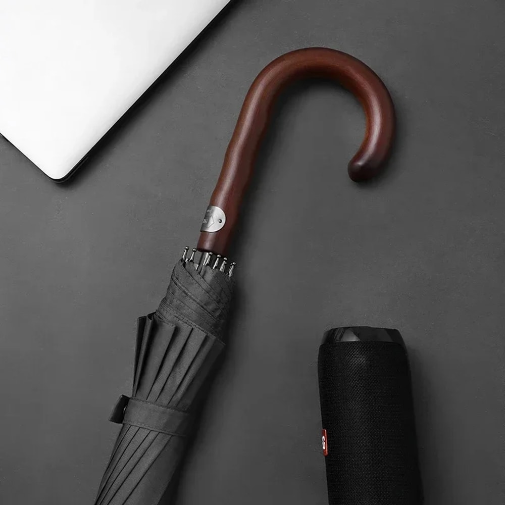 Windproof Wooden Long Umbrella For Men Large Designer Golf Umbrella 8