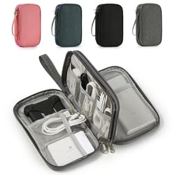 travel portable digital product storage bag, usb data cable organizer & headset charging box
