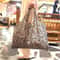 Large Capacity Leopard Print Handbag Stylish Folding Womens Shopping Bag For Daily Use 0