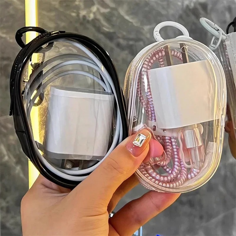 Transparent Charger Storage Case,Waterproof Data Cable Organizer Bag for Travel Protection