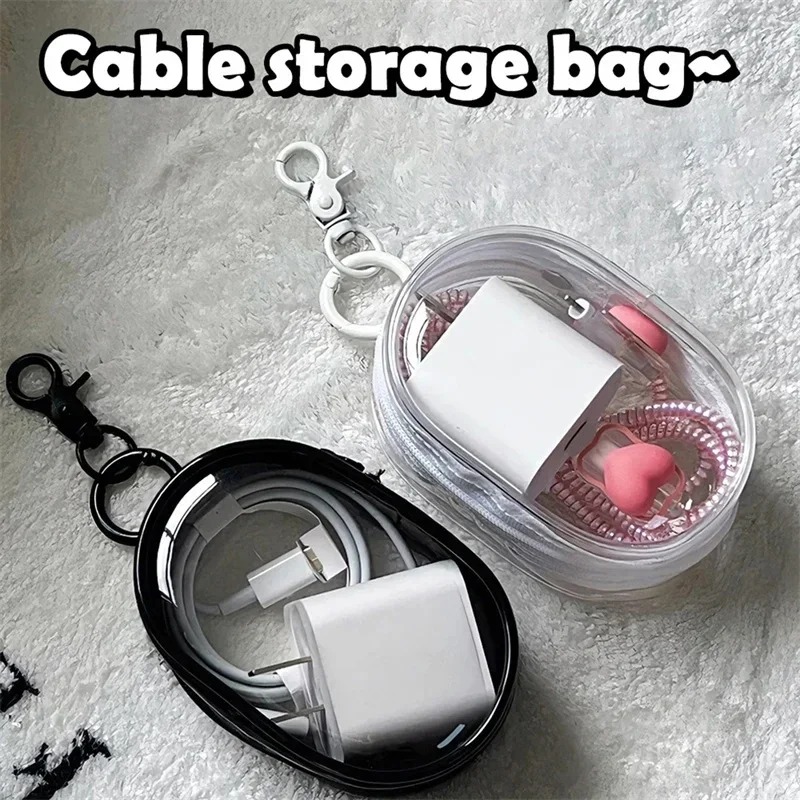 Transparent Charger Storage Case,Waterproof Data Cable Organizer Bag for Travel Protection