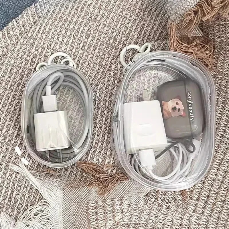 Transparent Charger Storage Case,Waterproof Data Cable Organizer Bag for Travel Protection