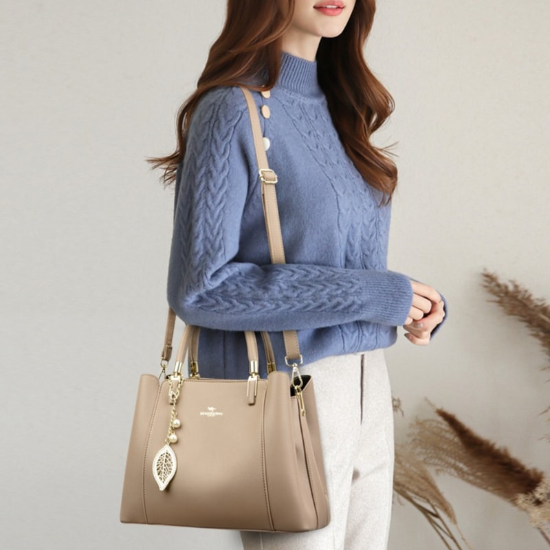 Luxury Women 3Layer Leather Tote Bag Stylish Spacious And Durable Crossbody Handbag 2